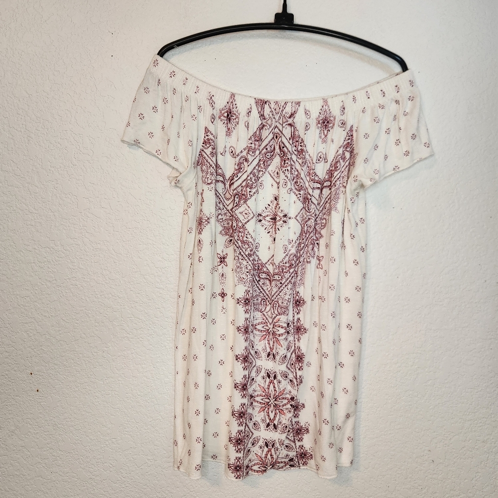 Maurices Off-Shoulder Blouse - White and Purple, Size S